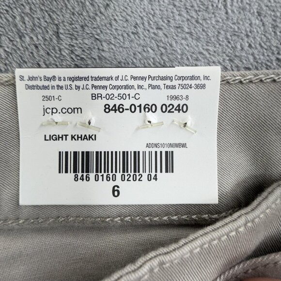 St. John's Bay Pants Womens 6 Light Khaki Mid-Rise Chino Tie Waist Belted Casual - Picture 3 of 16